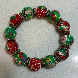 Angela Moore Hand Painted Beaded Christmas Bracelet